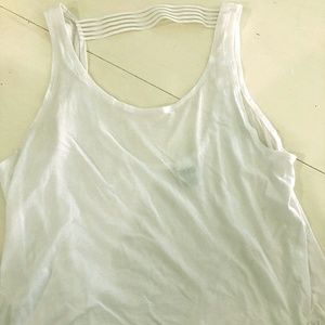 PINK White Tank With cute cross band in back, sz L